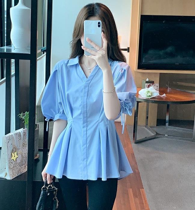 【tops】ランタンスリーブギャザーブラウスF7503