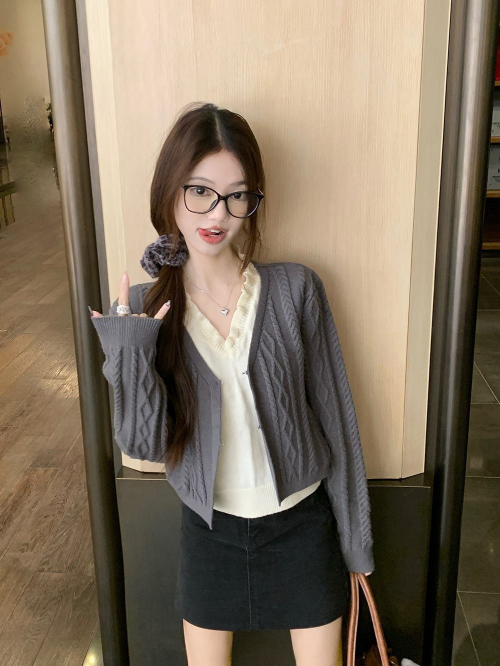 【outer】切り替えニットカーデ　M28945