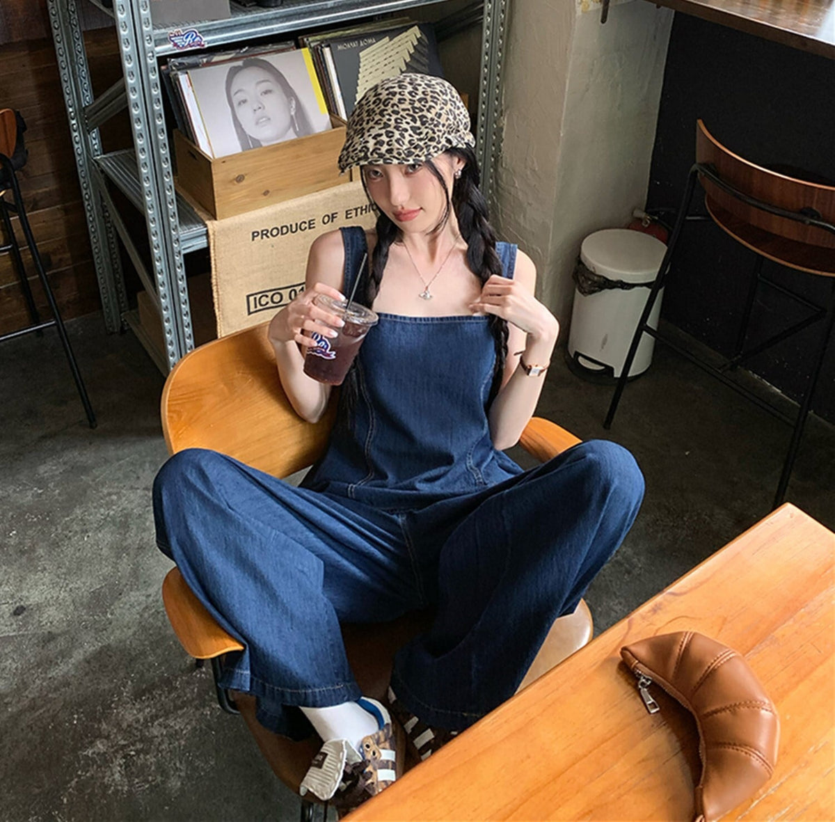 【set】バックリボンデニムトップス×ワイドパンツセット    N2682