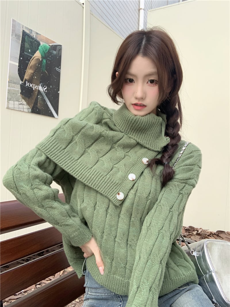 【tops】ニットセーターマフラー付き　M26915
