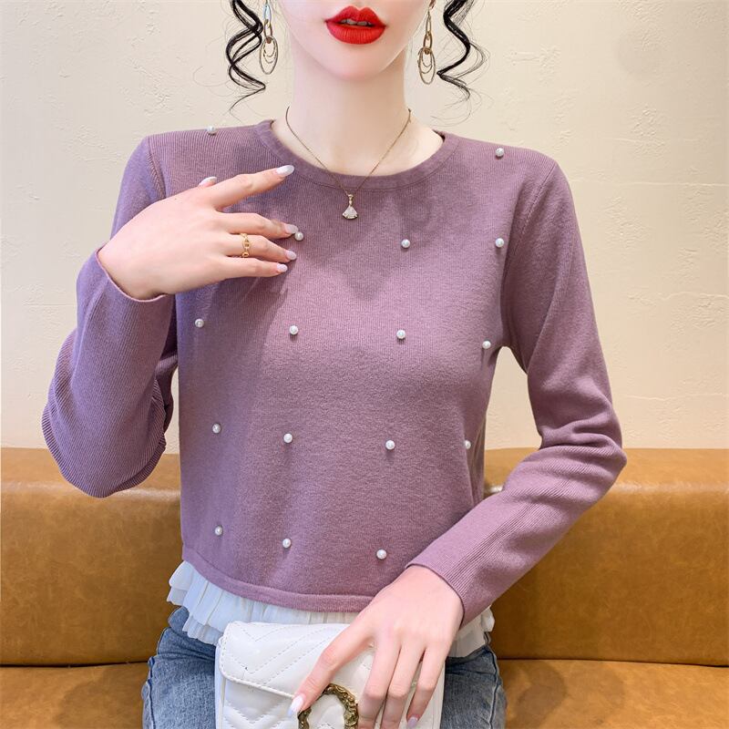 【tops】パールドッキングニットトップス　M28572