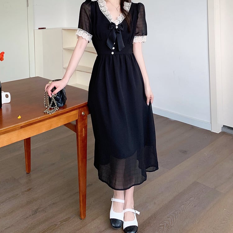 【dress】Vネックレースデートワンピース G20928