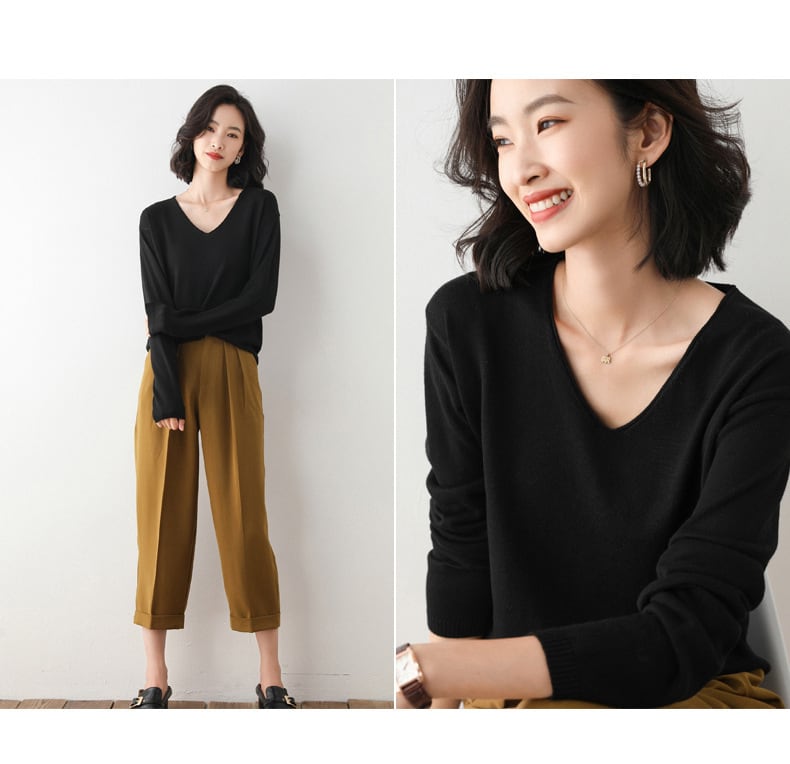 【tops】Vネックニットプルオーバー　M19161