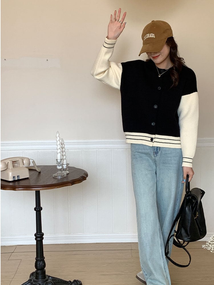 【outer】配色ニットカーデ　M25964