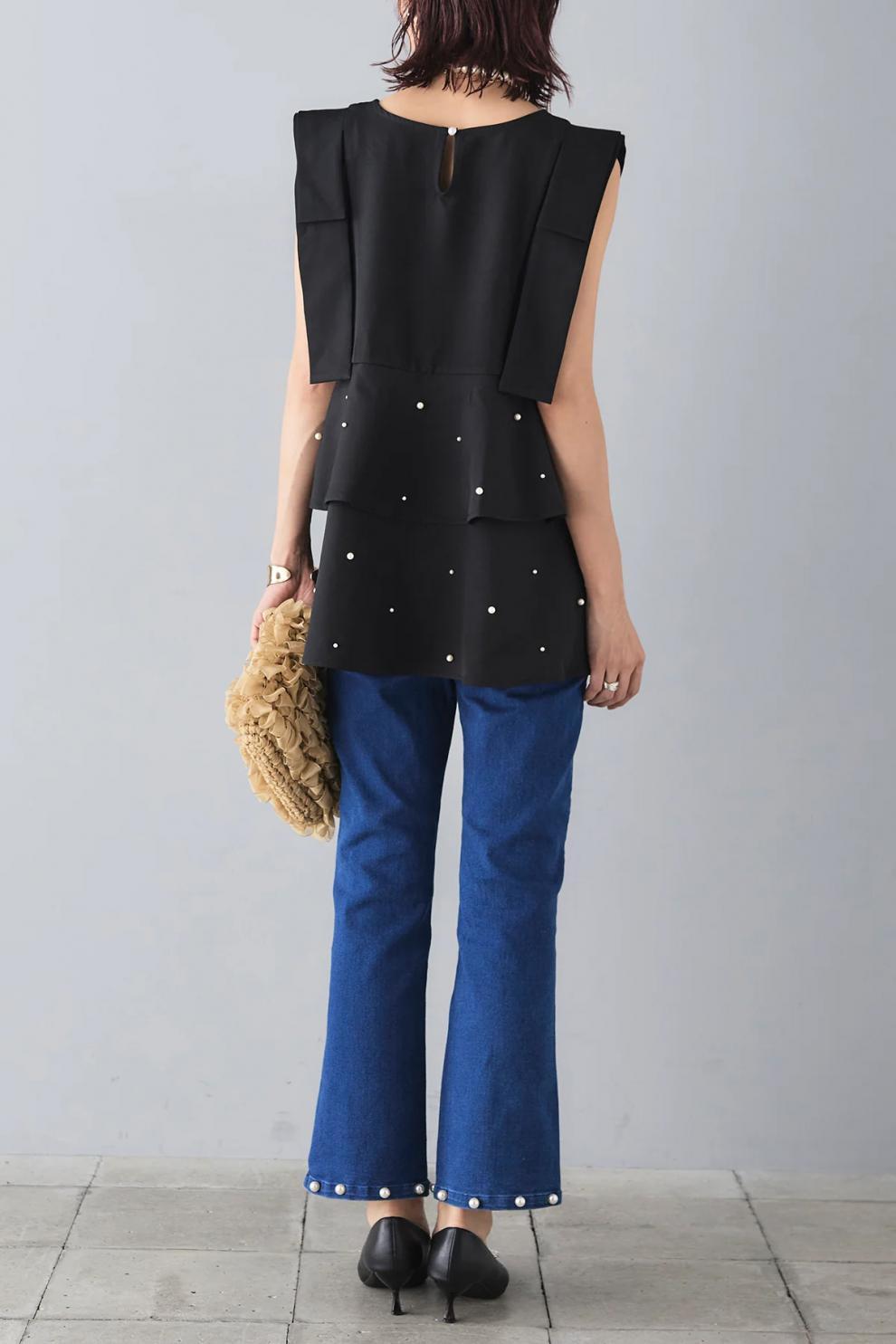 【tops】パールノースリーブトップス　M24912