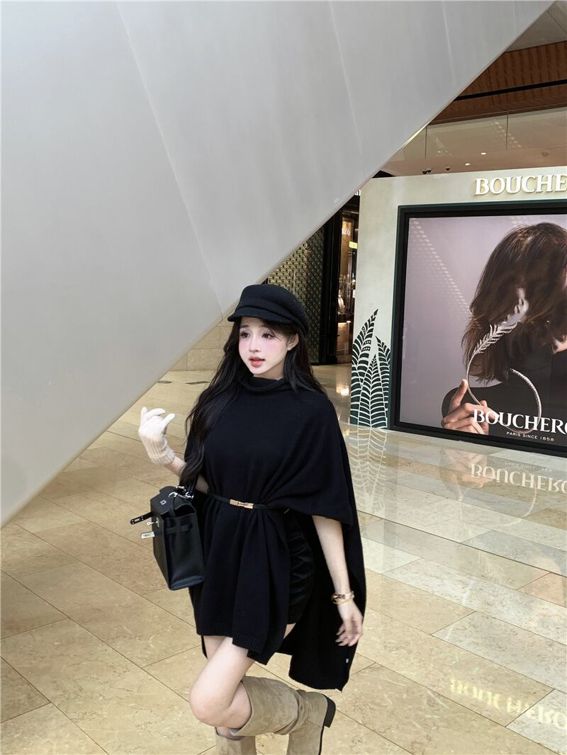 【tops】ケープニットトップスベルト付き　M26825