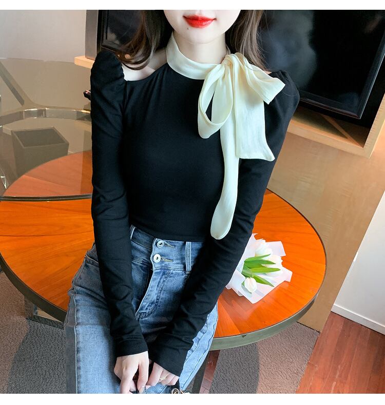 【tops】リボン付きオフショルダートップス　M29380