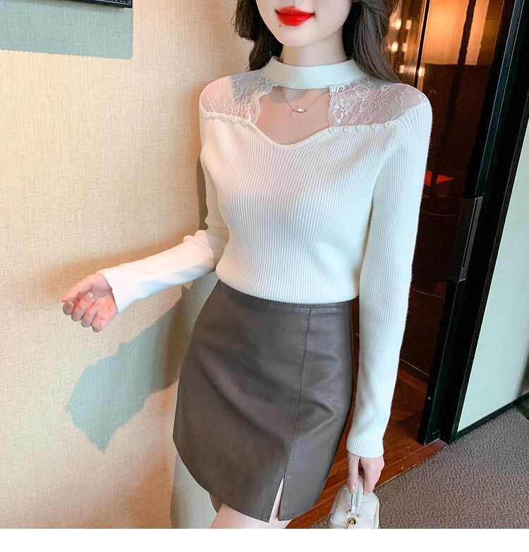 【tops】レースドッキングニットトップス　M27628