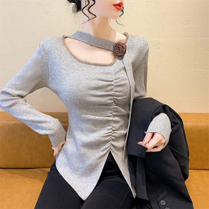 【tops】スリットニットトップス　M27822