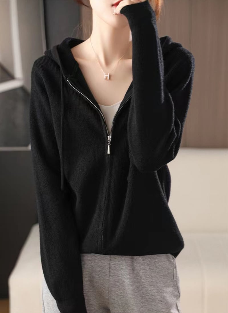 【outer】フード付きニットカーデ　M26284