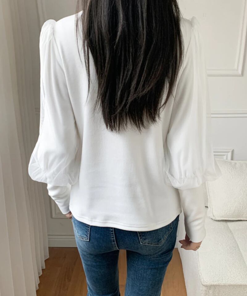 【tops】メッシュランタンスリーブTシャツG20261