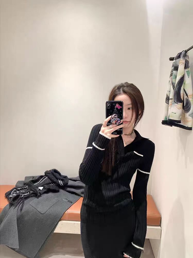 【tops】POLOネック長袖ニットセーターG22842