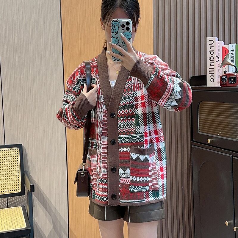 【outer】Vネックニットカーデ　M18513