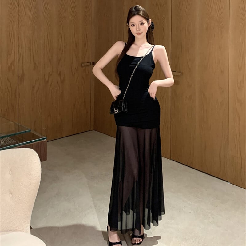 【dress】チュールコンビキャミワンピース　M29737