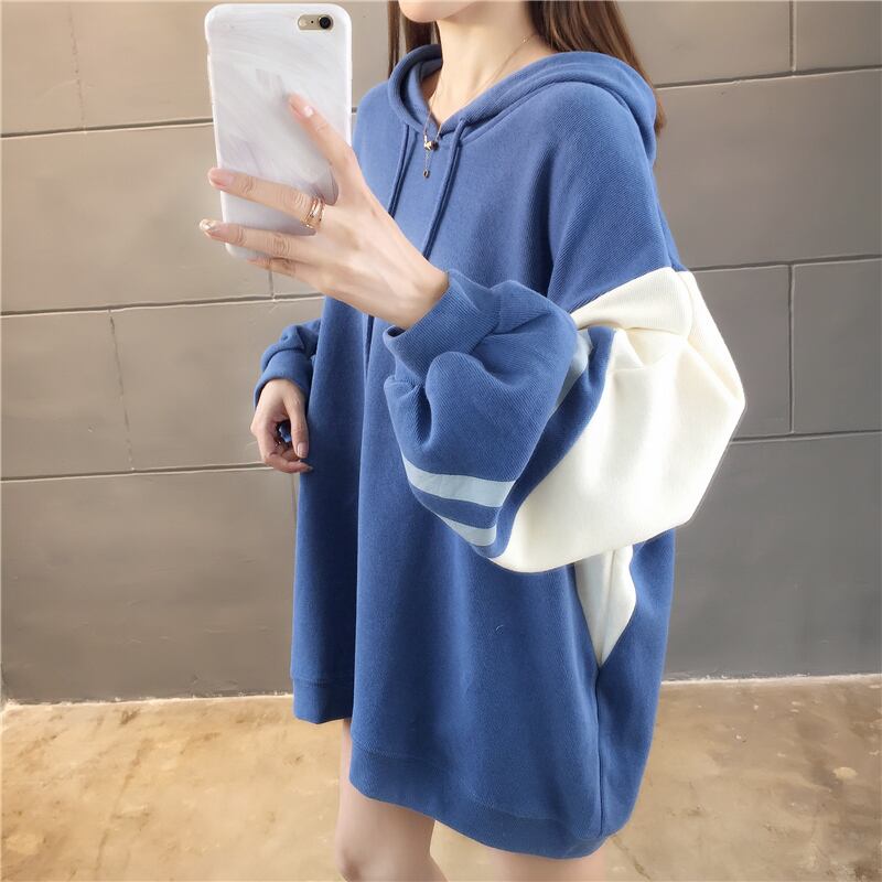 【tops】必ず目を引くフード付き長袖配色秋新作3色カジュアルゆったり着回しパーカーF0721