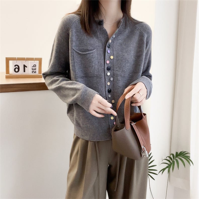 【outer】ボタンデザインニットカーデ　M25886