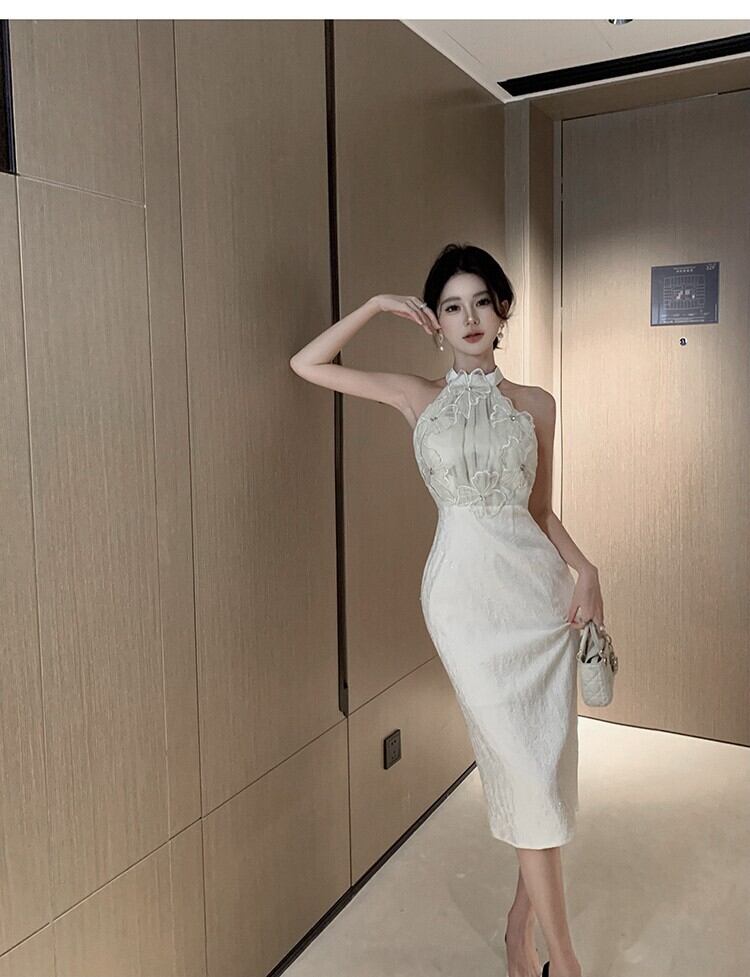 【dress】ホルターネック体型カバーワンピースG21012