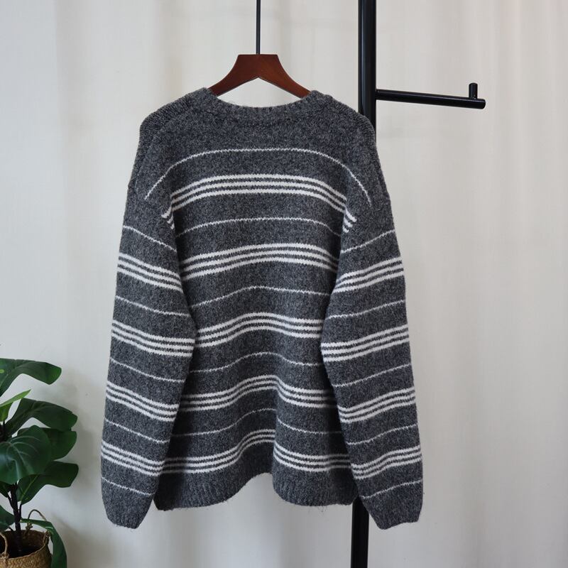 【outer】ボーダー柄ニットカーデ　M27397