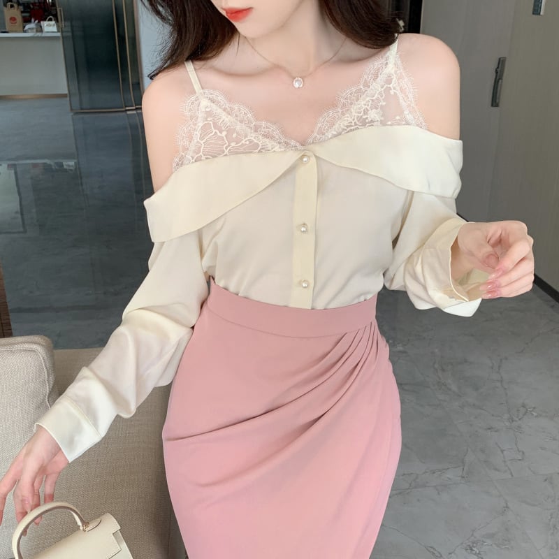 【tops】レースシャツトップス　M25166