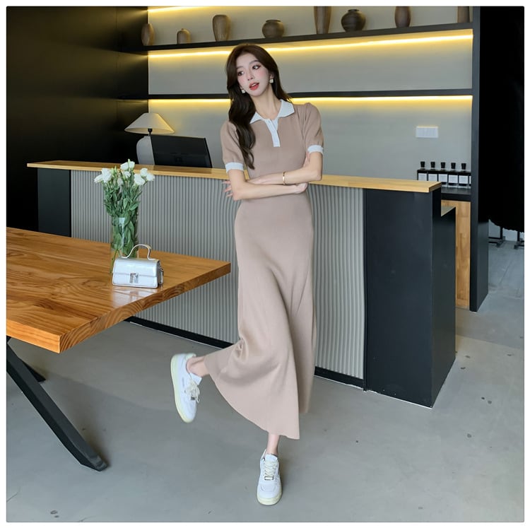 【dress】POLOネックニットワンピース G21110