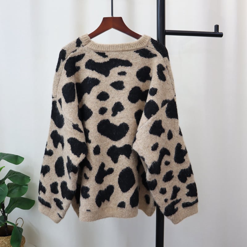 【tops】ヒョウ柄ニットセーター　M27373