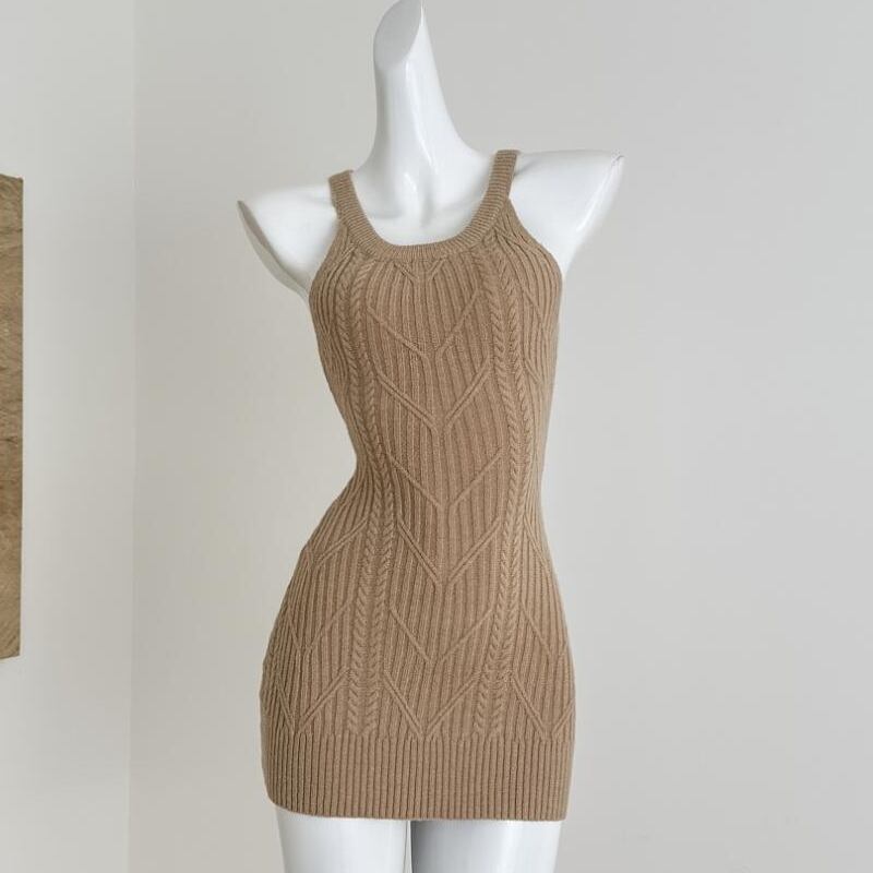 【dress】ホルターネックニットワンピース Q7740