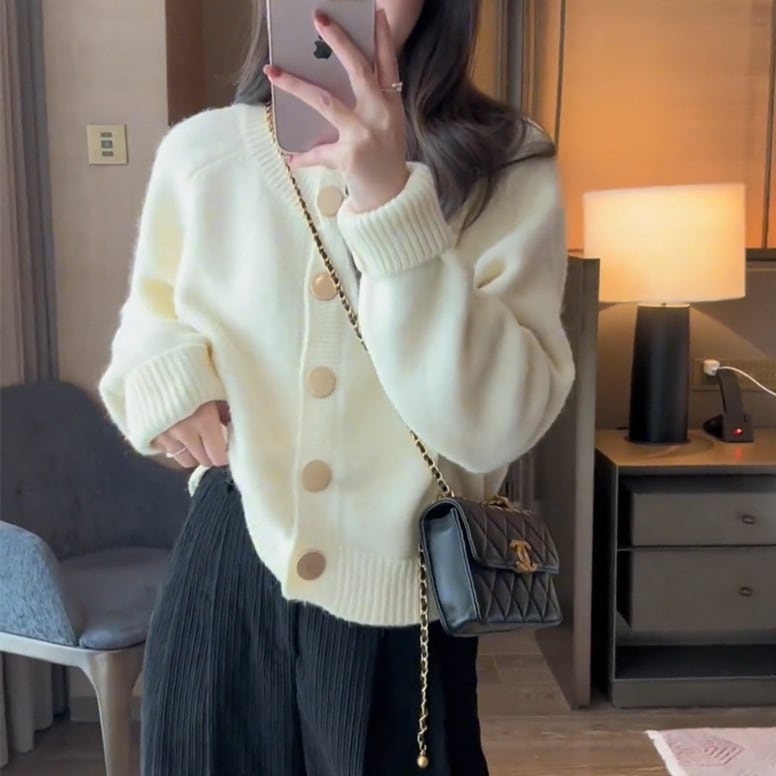 【outer】クルーネックニットカーデ　M26430