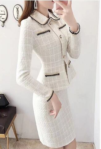 【dress】激安販売中エレガントラペル長袖体型カバー配色OL通勤タイト厚手フォーマルワンピースF1408