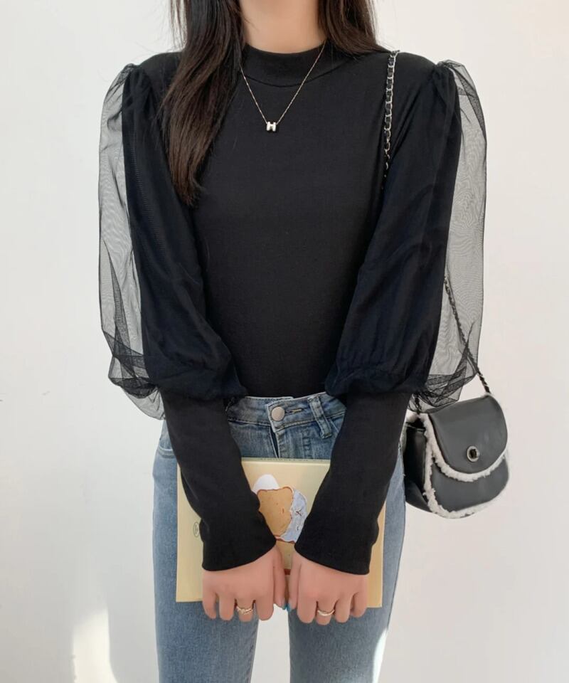 【tops】メッシュランタンスリーブTシャツG20261