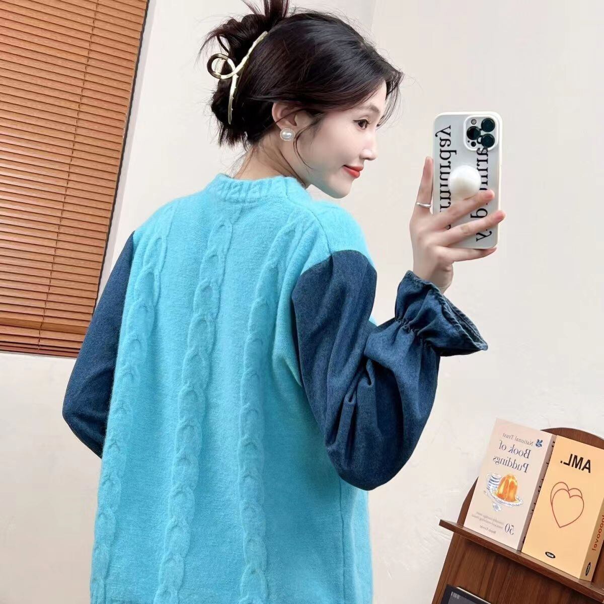 【tops】ドッキングニットセーター　M18457