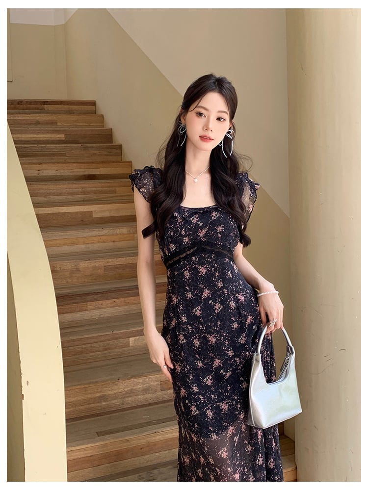 【dress】フリル花柄ワンピース　M25208