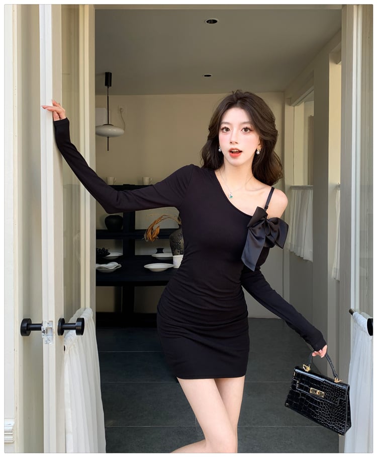 【dress】オフショルダーニットワンピース　M28868