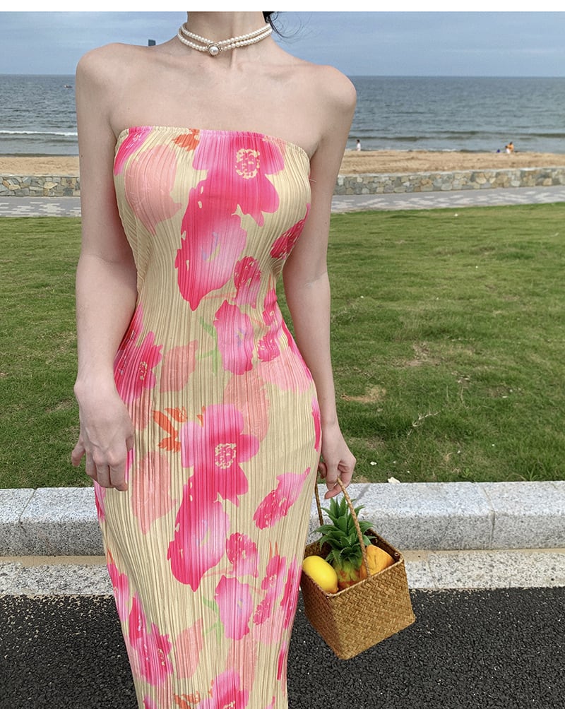 【dress】ベアトッププリントワンピース　M25004