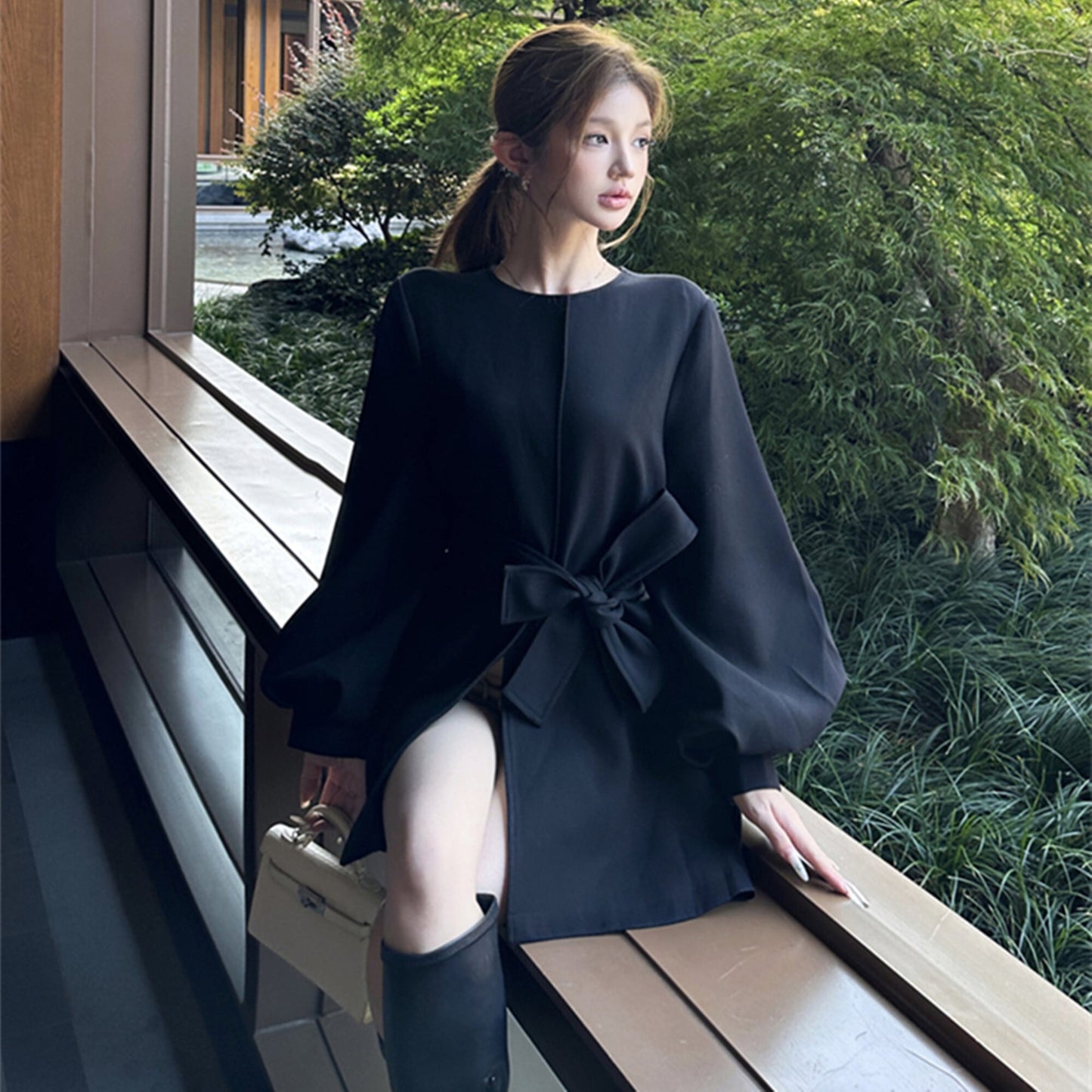 【dress】2WAYノーカラーミニワンピース　N3327
