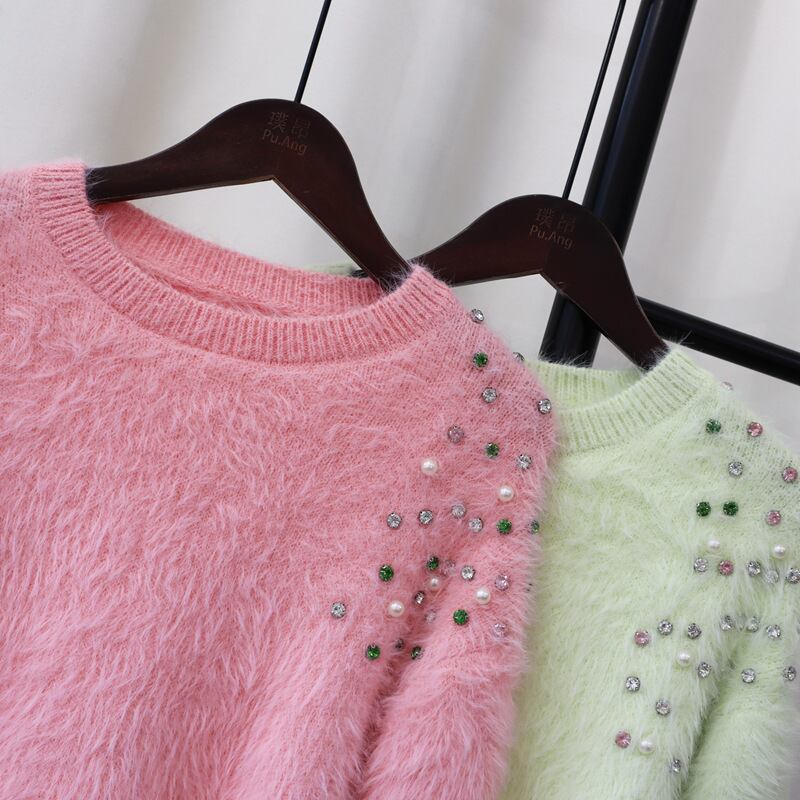 【tops】ビジューシャギーニットセーター　M26122