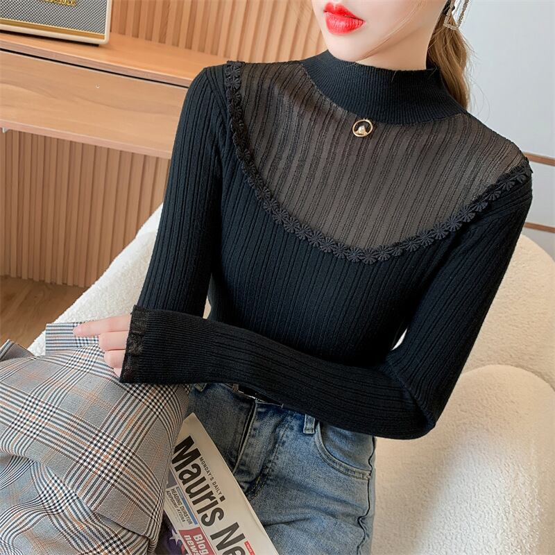 【tops】カットワークニットトップス　M18853
