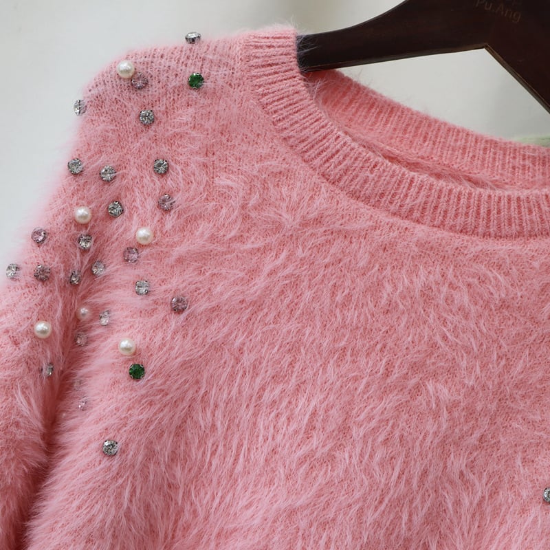 【tops】ビジューシャギーニットセーター　M26122