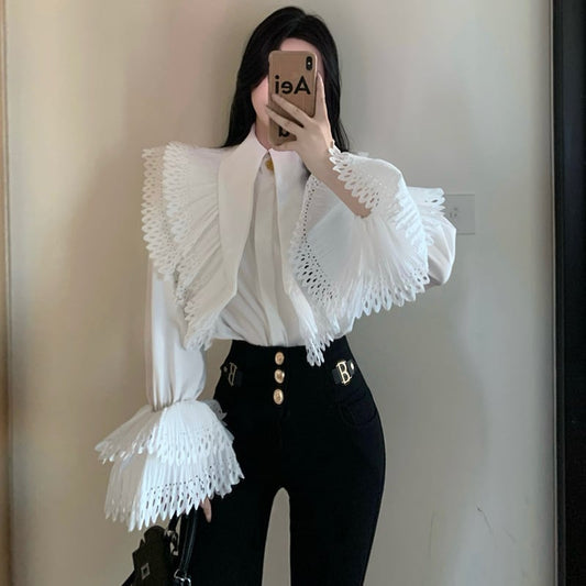 【tops】フレアスリーブ ギャザーブラウスG19955