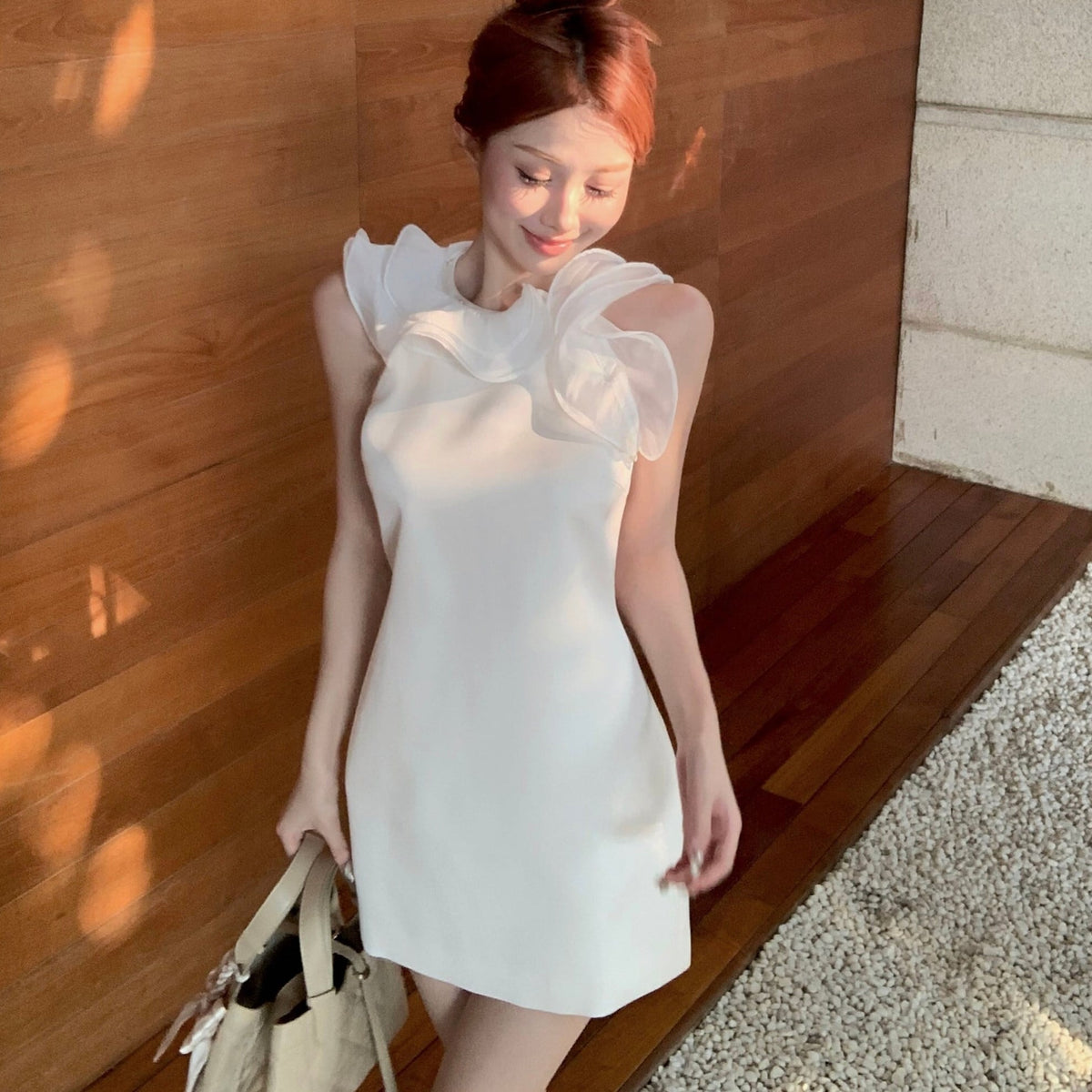 【dress】フリルノースリーブワンピース　M24008