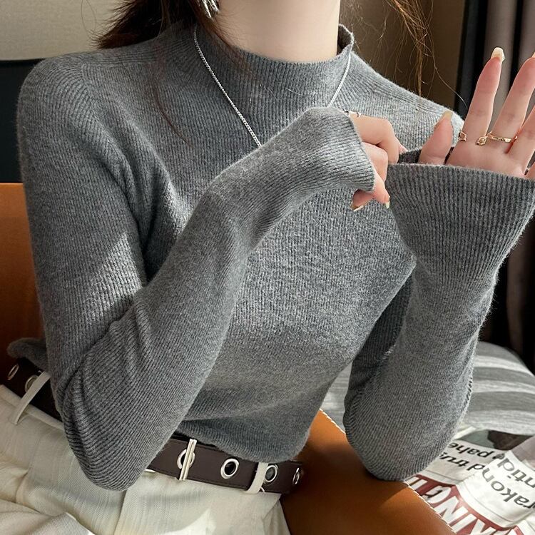 【tops】無地ニットトップス　M26445