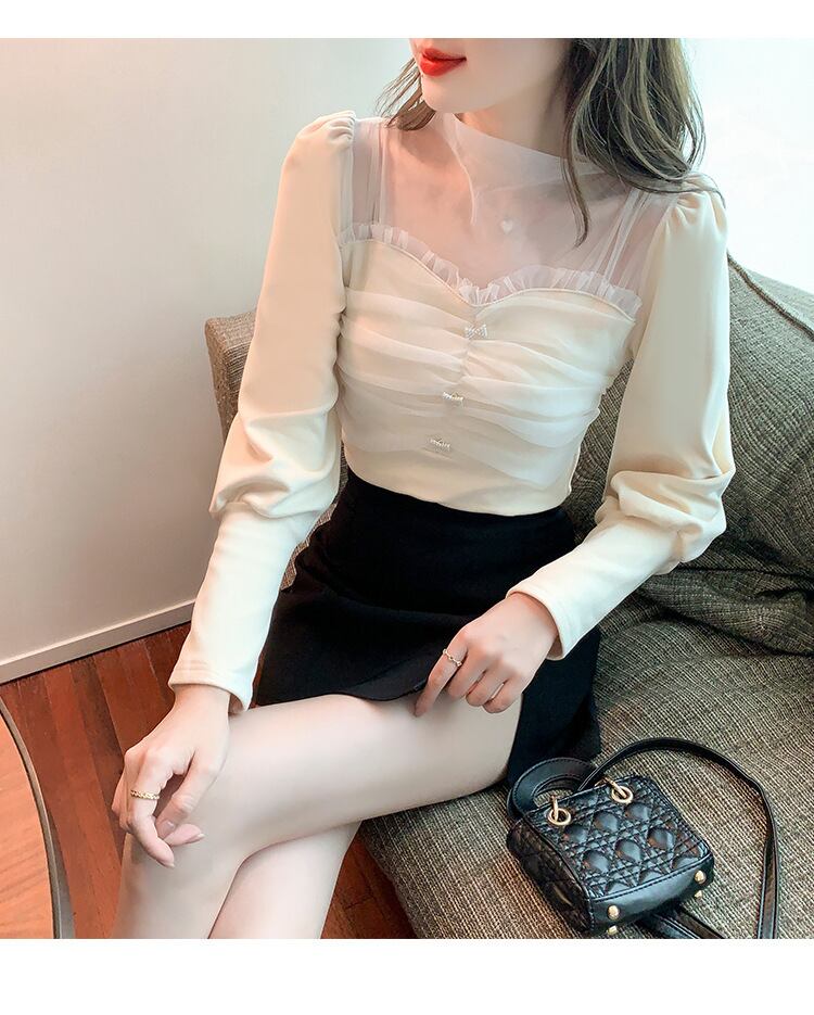 【tops】チュールコンビブラウス　M29369
