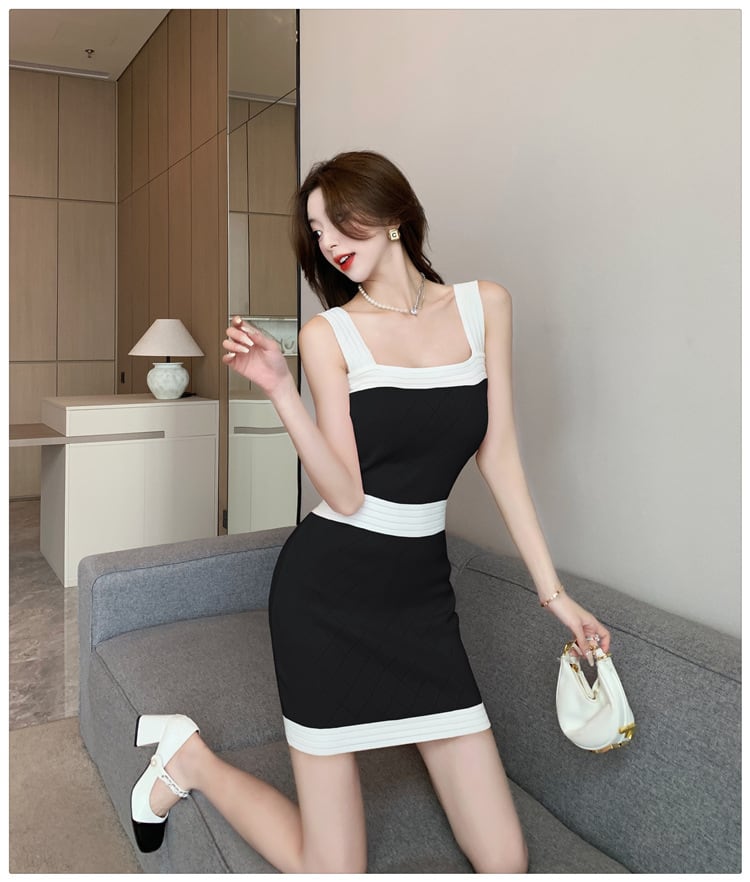 【dress】カラーマッチングニットキャミワンピース G21300