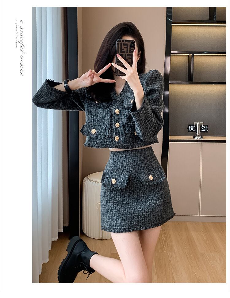 【set】ツイードジャケット×スカートセット　M18274