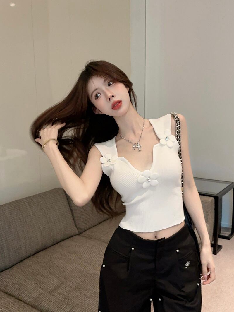 【tops】ニットノースリーブトップス　M30097