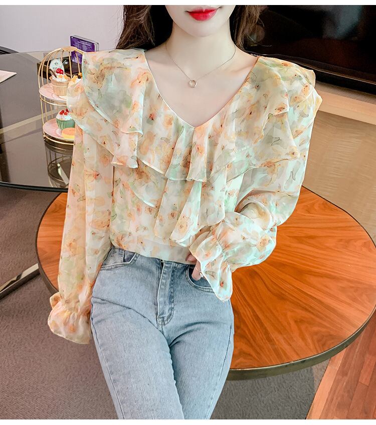 【tops】花柄シャツトップス　M18479