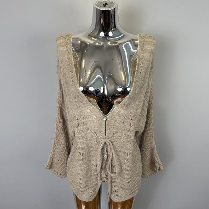 【outer】Vネックニットカーディガン Q8193