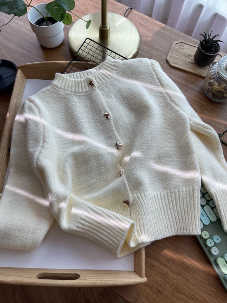 【outer】クルーネックニットカーデ　M18108