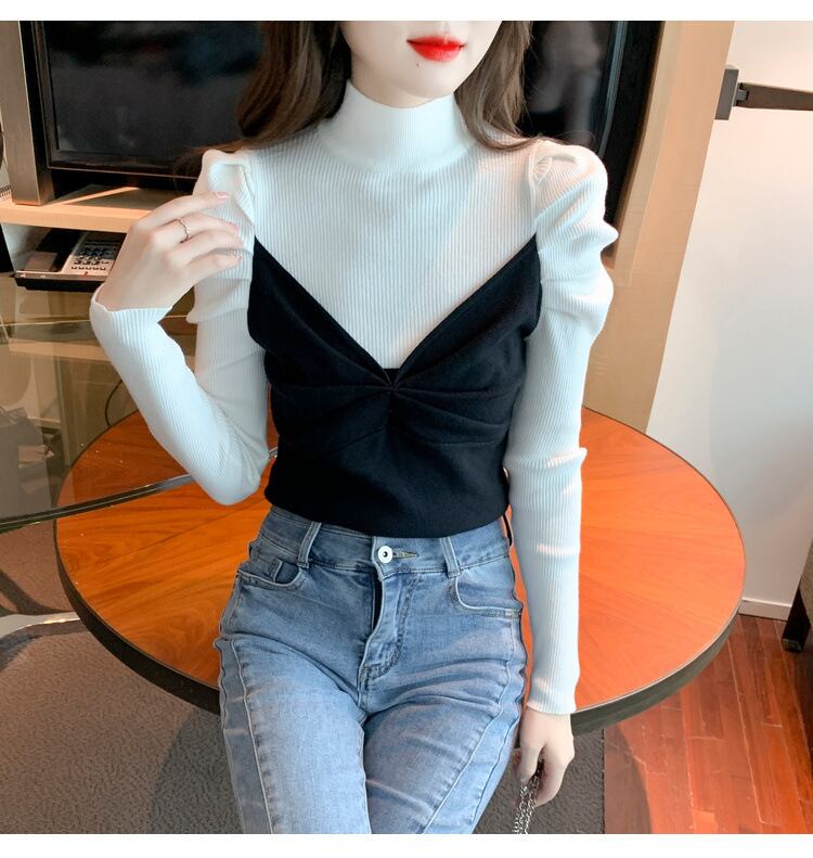 【tops】ドッキングニットトップス　M18855