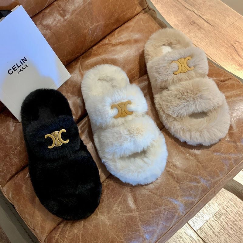 【shoes】ふわふわファースリッパF8381