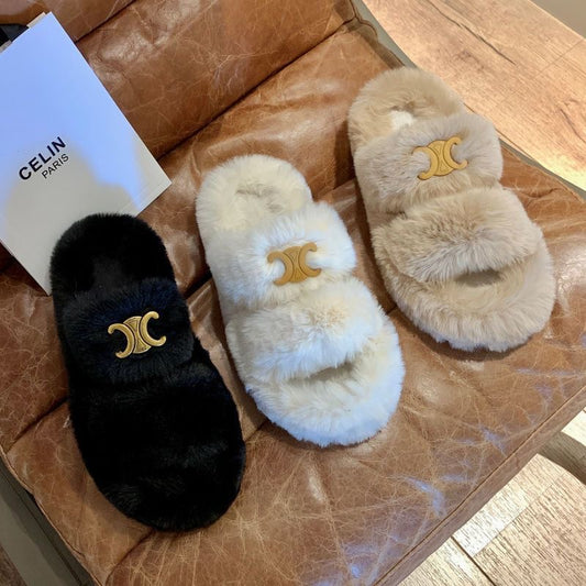 【shoes】ふわふわファースリッパF8381